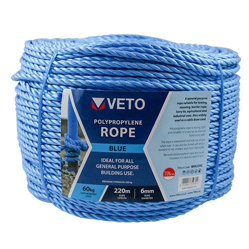 8mm x 220m Blue Poly Rope