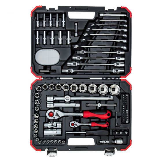 Gedore Red 1/4" & 1/2" Sq Dr 92Pc Socket Set With Spanners