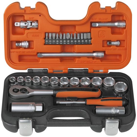 Bahco S330 Socket Set 1/4" and 3/8" Drive With 34 Pieces