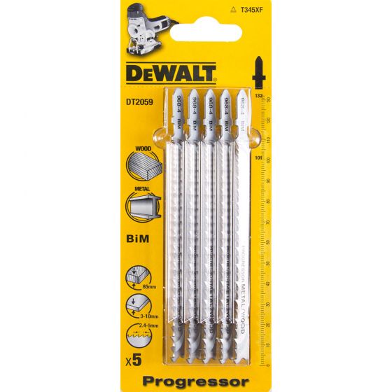 Dewalt DT2059-QZ Pack of 5 T345XF Progressor Jigsaw Blades for Wood and Metal
