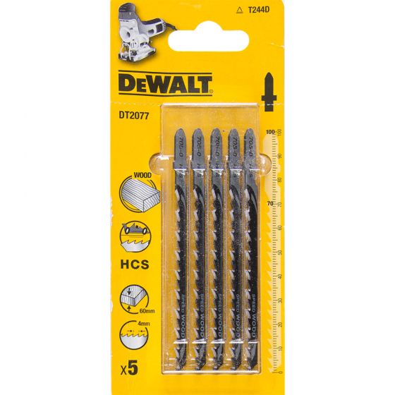 Dewalt DT2077-QZ Pack of 5 T244D Jigsaw Blades for Wood