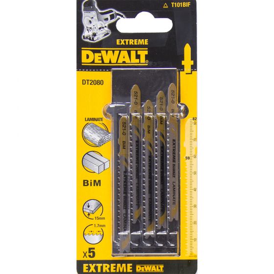 Dewalt DT2080-QZ Pack of 5 T101BIF Extreme Jigsaw Blades for Laminate