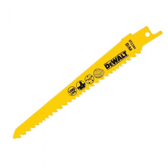Dewalt DT2344-QZ 152mm Fine Fast Cut Reciprocating Saw Blades for Wood Pack of 5