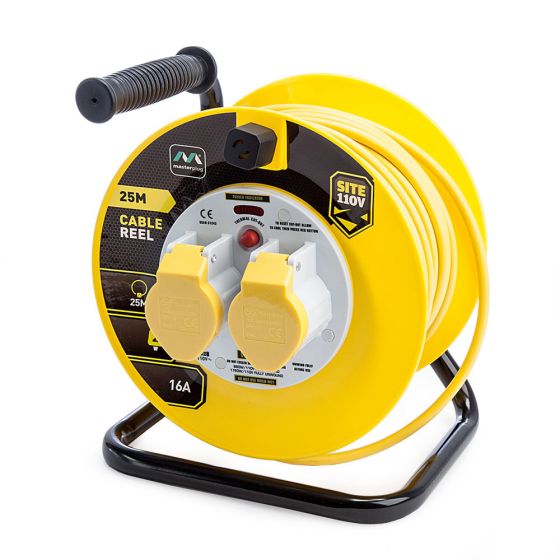 MASTERPLUG 25M 2 SKT 16A OPEN REEL YELLOW 110V