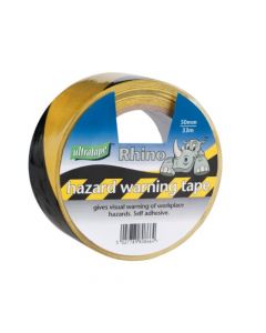 Rhino Black & Yellow Adhesive Hazard Tape 50mm x 33m