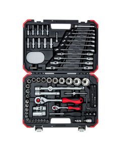 Gedore Red 1/4" & 1/2" Sq Dr 92Pc Socket Set With Spanners