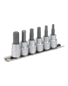 SEALEY IN HEX SOCKET SET 3/8 SQ DR" 4-10MM