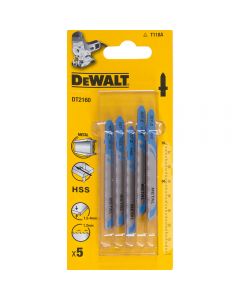 Dewalt DT2160-QZ Pack of 5 T118A Jigsaw Blades for Metal