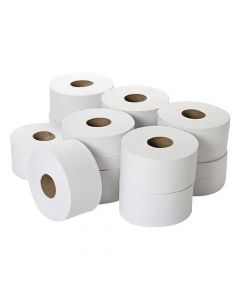 2 Ply White Mini Jumbo Roll 60mm Core 200m Pack 12