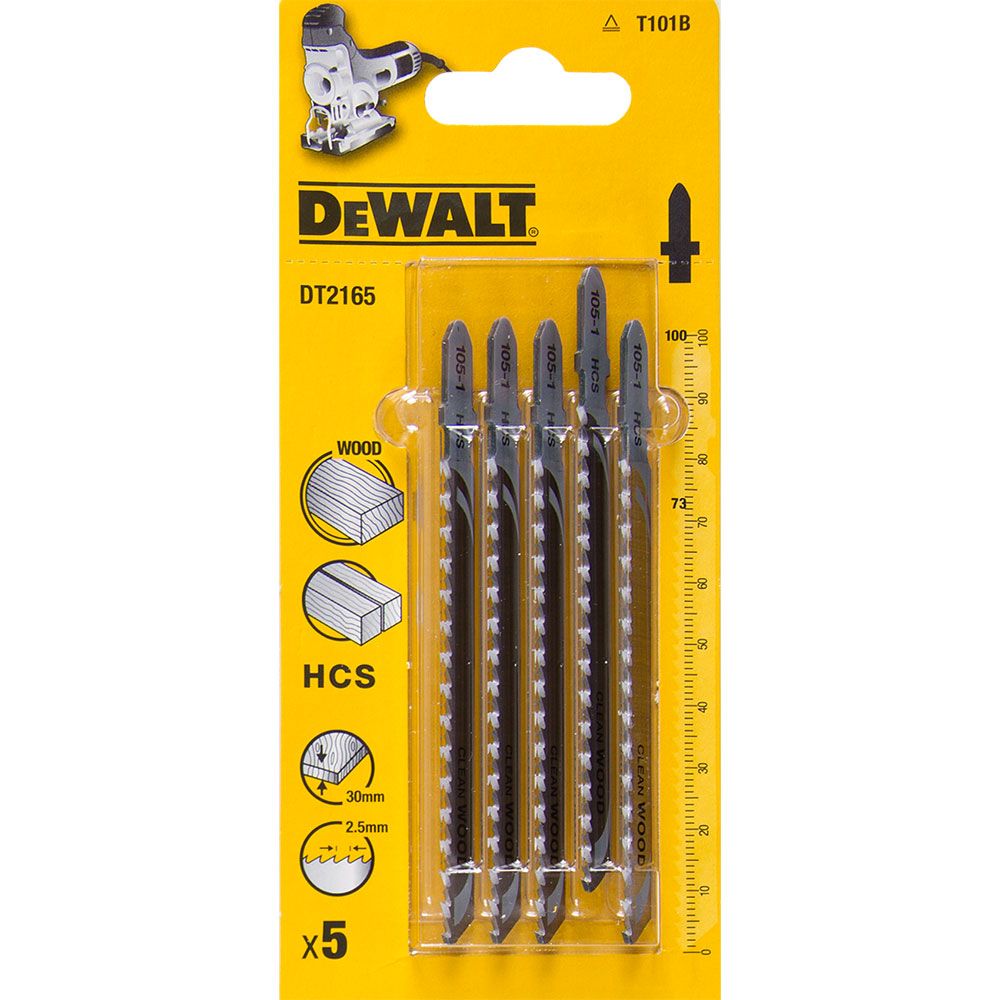 Dewalt DT2165 QZ Pack of 5 T101B Jigsaw Blades for Wood