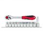 Gedore Red 1/2" Sq Dr Sockets On Rail 10-19mm C/W Ratchet