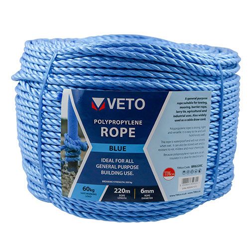 8mm x 220m Blue Poly Rope 