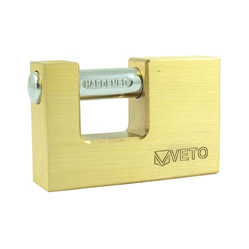 Veto 75mm Brass Rectangular Shutter Padlock