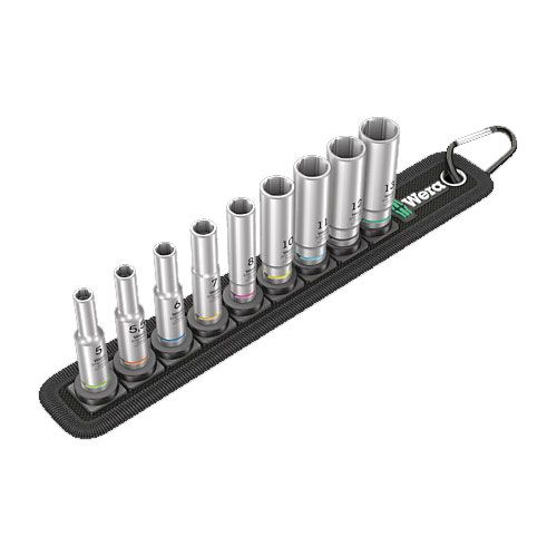 Wera 9pc 1/4" Drive 5-13mm Deep Socket Set